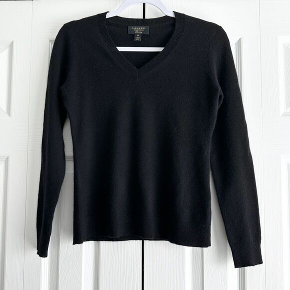 Charter Club Cashmere Sweater Size Petite Small Black V-Neck Pullover - Picture 1 of 8